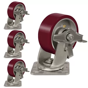 Ruedas de alta resistencia de poliuretano con núcleo de aluminio de 5 pulgadas, capacidad 1000-4000 lb - Imagen 1 de 74