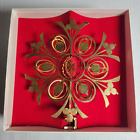 LUNT USA Gold Tone Metal 3-D Christmas Tree Topper Snowflake Original Box 7"