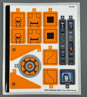 Sticker Sheet for LEGO Set 76193  The Guardians' Ship Orange Space Ship Decals - Image 1 of 4