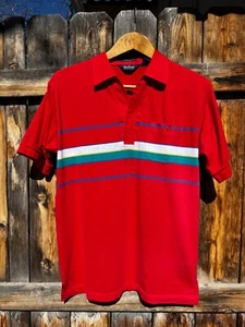 Vintage Par Four Sportswear Red Polo Tee LARGE 50 50 Soft Cotton 1980's - Picture 1 of 9
