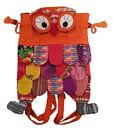 Kids Handmade Fabric Owl Multi Coloured Backpack 