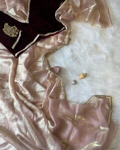 Silk Tissue Saree Sari Vintage Blouse Fabric Pure Wedding New Soft Party Design1