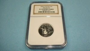 2004 S SILVER NGC PF70 ULTRA CAMEO MICHIGAN QUARTER 25C - Picture 1 of 6