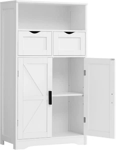 Bathroom Cabinet with Adjustable Shelf, Storage Cabinet with 2 Doors & 2 Drawers - Picture 1 of 9