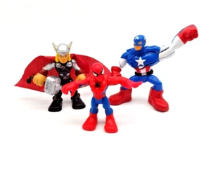 Imaginext Marvel Super Hero Squad Lot 3 Action Punch Captain Thor Spiderman - Picture 1 of 8