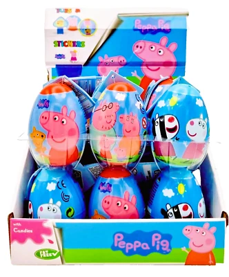 PEPPA PIG SURPRISE EGGS EASTER PARTY BAG FILLER x 18 candy, toy & stickers HALAL - Image 1 of 4