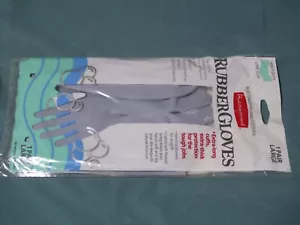 2 PAIR NOS 1987 new in package Rubbermaid Rubber Gloves slate blue LARGE - Picture 1 of 1
