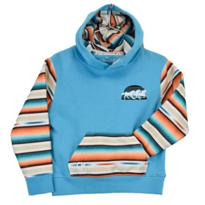 Cowgirl Hardware Girl's Horse Serape Sunset Turquoise Hoodie 471337-390 - Picture 1 of 6