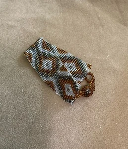 Seed Bead Geometric Bracelet Rust Silver Brown C25-39 - Picture 1 of 2