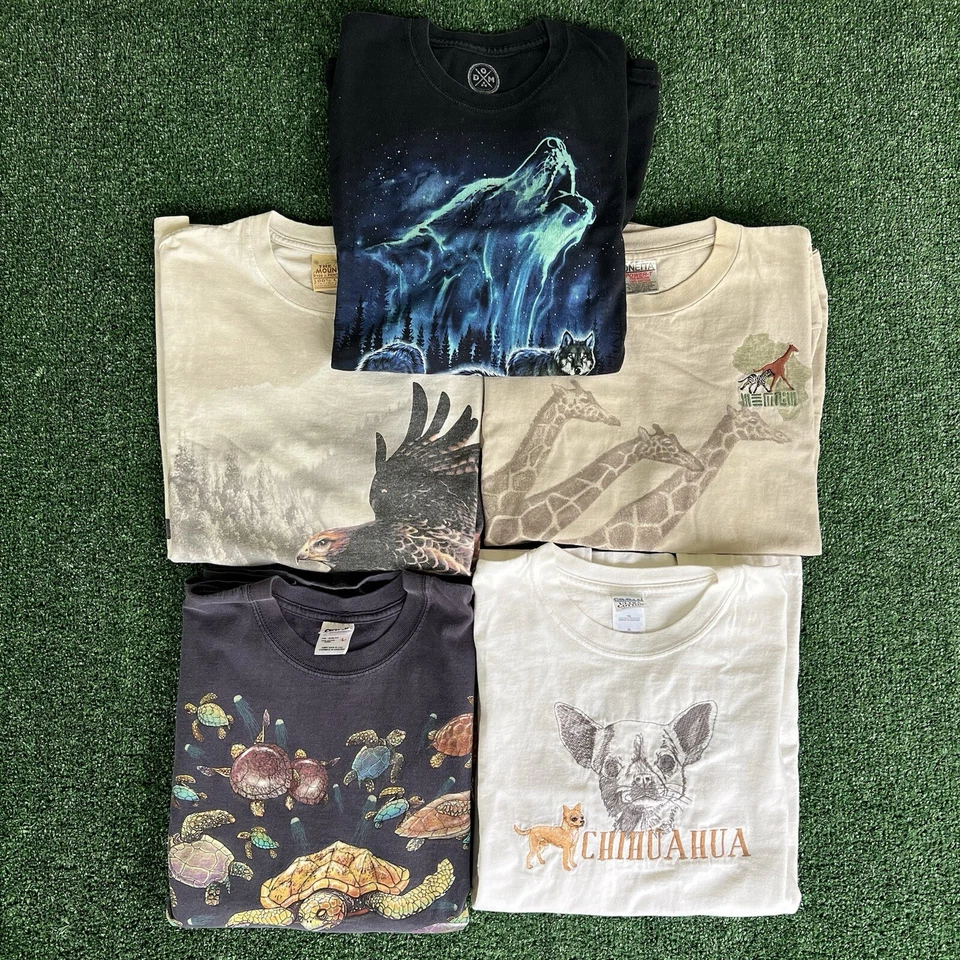 De Colección Años 90 Y2K Animales Naturaleza AOP Envolvente Camisetas Lote Mixto de 5 Grandes XL 2XL Foto 1 de 4