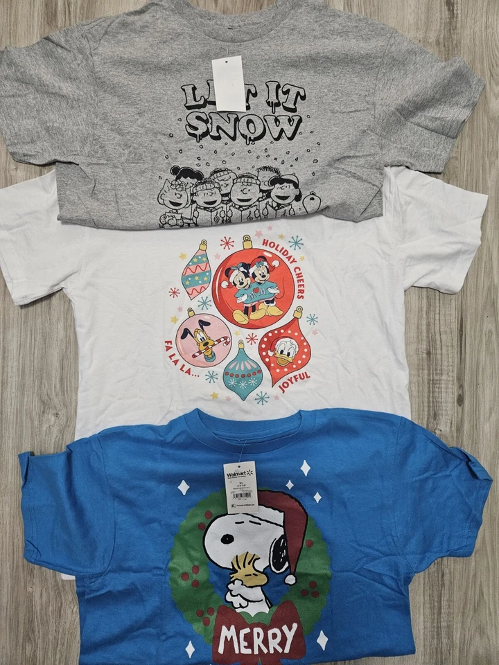 Disney Girls Size Large 10-12 Mickey Minnie And Friends Christmas Shirt