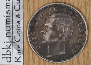 1895 D German States Bavaria - 5 Mark - XF - Extra Fine - KM915 - Picture 1 of 3