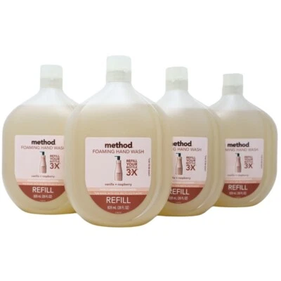 Caixa de 4x Refil Method Foaming para Lavar as Mãos, Baunilha + Framboesa, 28 Oz - Imagem 1 de 3
