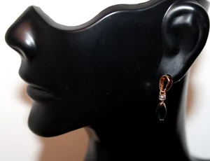 Gold Vermeil Sterling Silver Blue Sapphire earrings Dangle Hanging - Picture 1 of 9