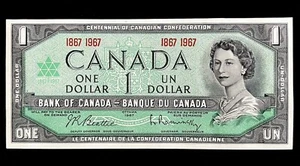 1967 Bank Of Canada Centennial $1 Dollar Banknote Paper Money No Serial Bill AU - Picture 1 of 2