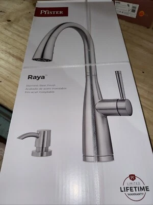 Pfister Raya Kitchen Faucet Pullout Stainless Steel w/Soap Dispenser F-529-7RYS - Image 1 of 4