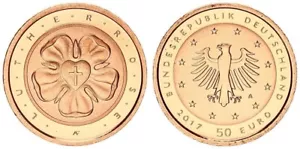 50 Euro - 1/4 Unze Feingold 2017 A 50 € Lutherrose ohne Zertifikat !! 121871 - Bild 1 von 3