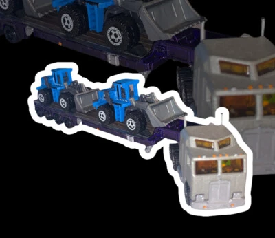 Camión Kenworth Matchbox 1981 plataforma plana de carga baja, juego de 2 cargadoras delanteras Quarry King Foto 1 de 4