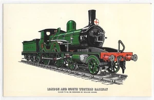 London And South Western Railway Steam Train Class T3 Illustration Postcard - Picture 1 of 2