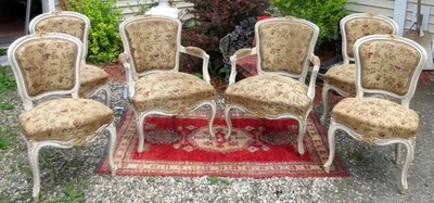 LOUIS XV FAUTEUIL HARD TO FIND SET OF 6 FRENCH CHAIRS CIRCA 1760 - Image 1 of 4