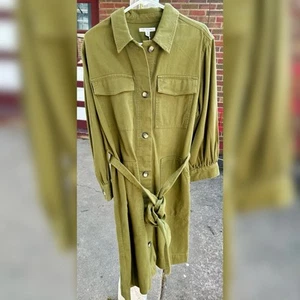 Nuevo con etiquetas Vestido Camisa Verde Oliva Conjunto Libre Con Cinturón - Talla XL - Nuevo Con Etiquetas - Imagen 1 de 7