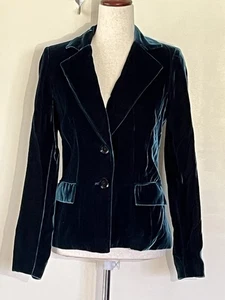 Darjoni Damen Samt grün Urlaub Blazer Jacke Größe 6 - Bild 1 von 11