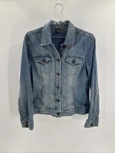 Vintage Eddie Bauer Womens Size XL Denim Blue Jean Jacket Coat Pockets - Picture 1 of 8