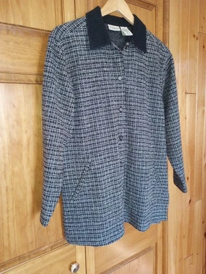 LL Bean De Colección Carrera Oficina Academia Pequeña Elegante Chaqueta Blazer Negro Crema Cuadros Foto 1 de 4