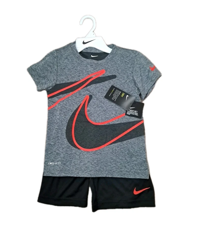 Nike Little Boys Shorts Shirt Set 2 PC Outfit Swoosh Logo Size 6