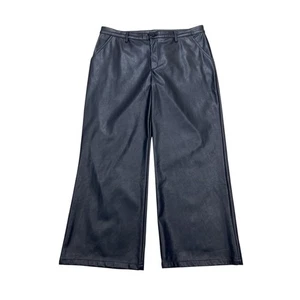 Kut From The Kloth Aubrielle Wide Leg Trousers Ankle Vegan Leather Navy Size 18 - Picture 1 of 5