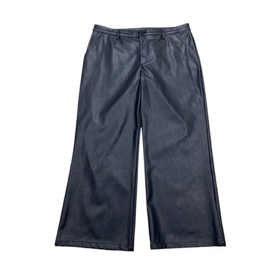 Calça Kut From The Kloth Aubrielle perna larga tornozelo couro vegano azul marinho tamanho 18 - Imagem 1 de 4