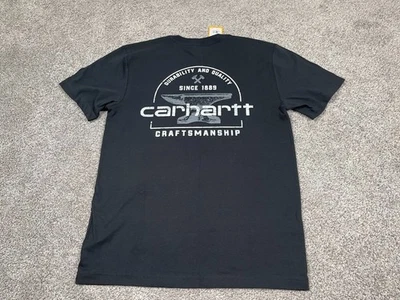 Camiseta Carhartt Para Hombre Pequeña Negra Doble Bolsillo Camiseta Manga Corta Trabajo Clásica NUEVA Foto 1 de 4