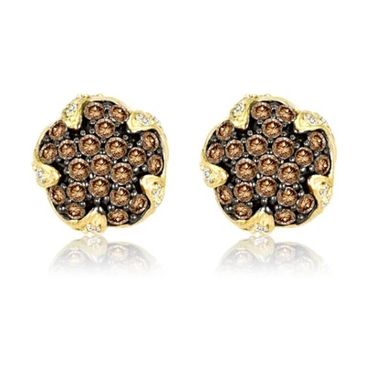 Aretes LeVian con diamantes de chocolate marrón en oro amarillo de 14 K de 5/8 quilates Foto 1 de 4