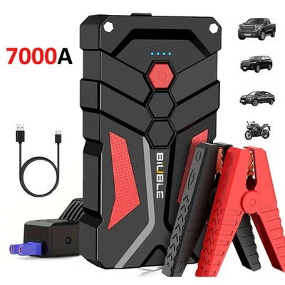 BIUBLE 7000A Car Jump Starter Auto Battery Booster LED Power Bank Pack USB Fast Charger