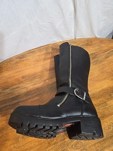 Harley-Davidson 82015 West End Tall Womens Black Motorcycle Chunky Boots Size 9 - Picture 1 of 9