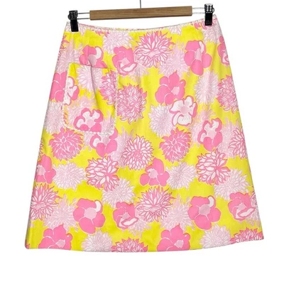 Falda Lilly Pulitzer De Colección The Lilly Ropa Deportiva Floral Línea A Amarillo Rosa Años 60/70 Foto 1 de 4