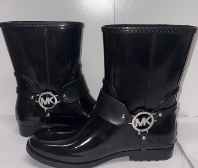 Women's MICHAEL KORS Fulton Harness Rain Booties Black Size 7 - Image 1 of 4