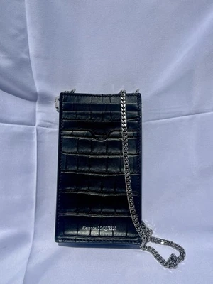 Bolso de Teléfono Alexander McQueen Cuero Cocodrilo Repujado Nuevo Perfecto Estado Foto 1 de 4