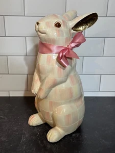 HTF Mackenzie Childs Rosy Check 10” Standing Rabbit Bunny - Picture 1 of 10