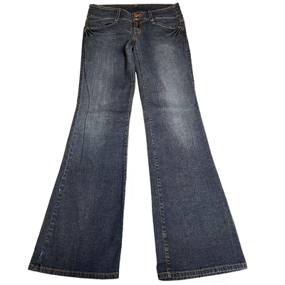 Pantalones de mezclilla para mujer Blu Jeanious talla 28 tiro bajo acampanados lavado medio años 80 EE. UU. elásticos nuevos sin etiquetas Foto 1 de 4