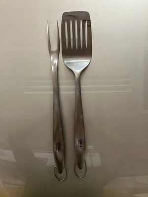 Weber Style 2 pc Stainless Steel Tool Set, Fork Spatula Heavy Duty 18” BBQ - Image 1 of 4