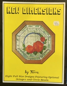 Stained Glass Pattern Book NEW DIMENSIONS by Terra 8 Full-size Designs 1995 - Picture 1 of 2