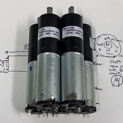 LOT 5 ZhaoWei 12v 24RPM Planetary Geared Brushed DC Motor 22mm 6mm Shaft 88.8mm - Image 1 of 4