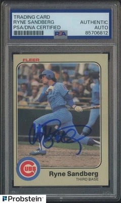 Ryne Sandberg Salón de la Fama Firmado 1983 Fleer #507 Cubs RC Novato PSA/ADN AUTO Foto 1 de 2