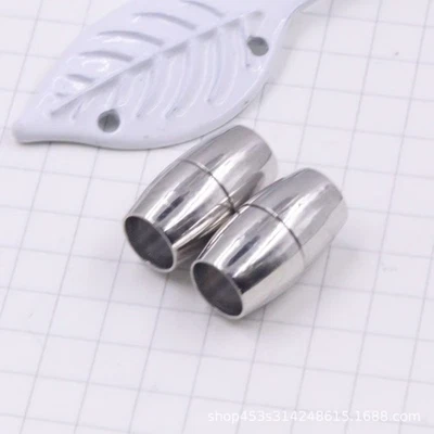 5 Sets Silver Bracelet Necklace Barrel Magnetic Clasps End Caps Fit 3mm Cords - Image 1 of 4