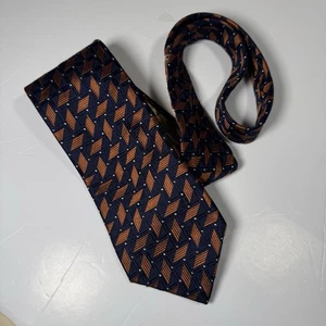 Canali geometrische Seidenkrawatte Marine Kupfer Made in Italy adrett formell Büro - Bild 1 von 9