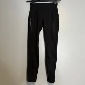Athleta Black Zipper Leg Athletic Leggings Pants XS - Picture 1 of 5