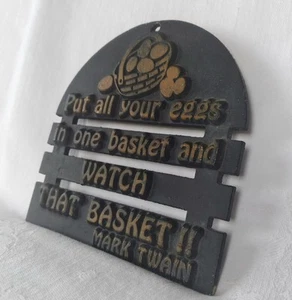 Retro Kitchen Trivet Mark Twain Quote Put Eggs In 1 Basket Watch It John  Wright - Picture 1 of 9