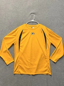 Green Bay Packers Camicia Manica Lunga Ufficiale NFL Equipment Cover Taglia LG Giallo - Foto 1 di 7