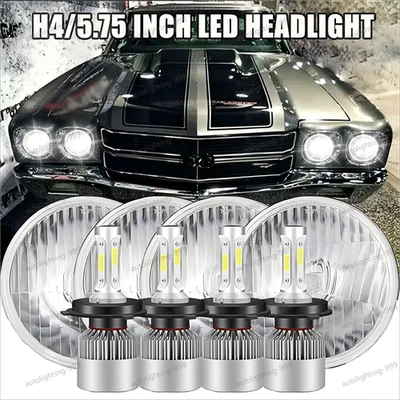 Faros LED 4 piezas 5,75" 5-3/4 pulgadas haz alto/bajo H4 aptos para Chevy Chevelle 1964-1970 Foto 1 de 4
